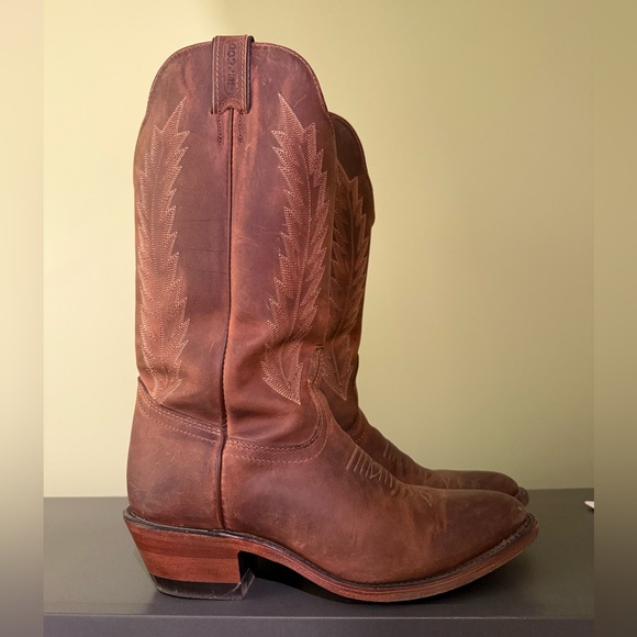 Boulet Shoes - Rust Brown Leather Women's Cowboy Boots - Classic Western Stitch